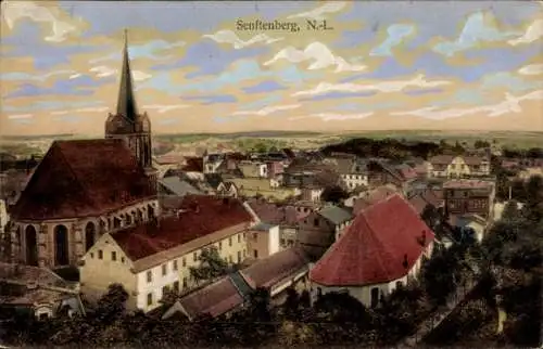 Ak Senftenberg in der Niederlausitz, Gesamtansicht, Kirche