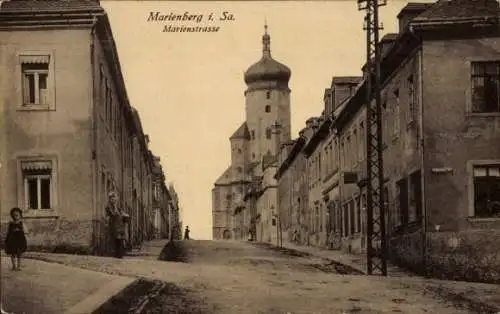 Ak Marienberg im Erzgebirge Sachsen, Marienstraße