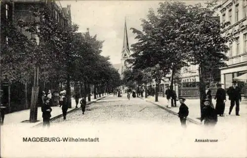 Ak Wilhelmstadt Magdeburg an der Elbe, Annastraße, Kirche