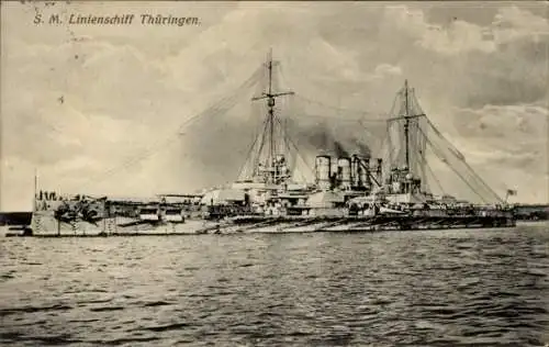 Ak Deutsches Kriegsschiff, SMS Thüringen, Linienschiff