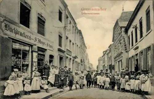 Ak Grevenmacher Luxemburg, Triererstraße, Buchdruckerei von Meyer-Schock