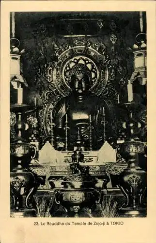 Ak Tokio Präf. Tokio Japan, Le Bouddha du Temple de Zojo ji, Buddahstatue