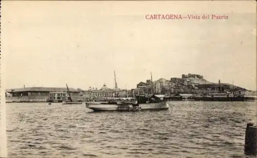 Ak Cartagena Murcia Spanien, Blick auf den Hafen