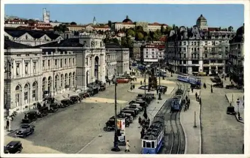 Ak Zürich Stadt Schweiz, Bahnhofplatz