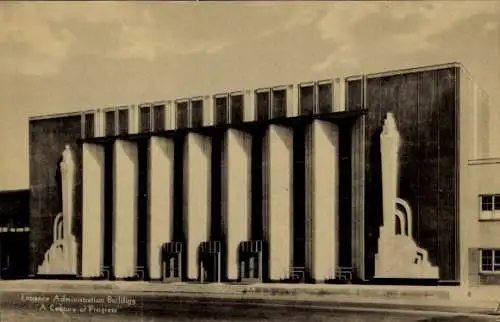 Ak Chicago, Eingang Verwaltungsgebäude, Century of Progress 1933