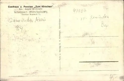 Ak Schaippach Gemünden am Main Unterfranken, Gesamtansicht, Gasthaus-Pension Zum Hirschen