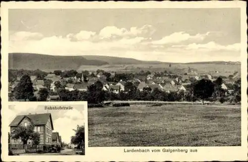 Ak Lardenbach Grünberg Hessen, Gesamtansicht, Blick vom Galgenberg, Bahnhofstraße