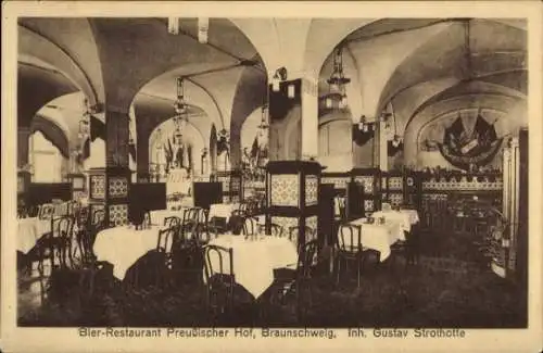 Ak Braunschweig in Niedersachsen, Hotel-Restaurant Preußischer Hof, Innenansicht