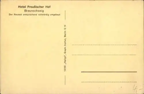 Ak Braunschweig in Niedersachsen, Hotel-Restaurant Preußischer Hof, Innenansicht