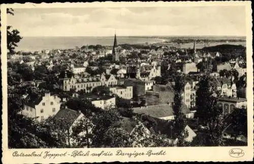 Ak Sopot Gdańsk Zoppot Danzig, Blick auf die Danziger Bucht