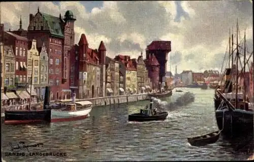 Künstler Ak Gdańsk Danzig, Langebrücke, Tuck 723