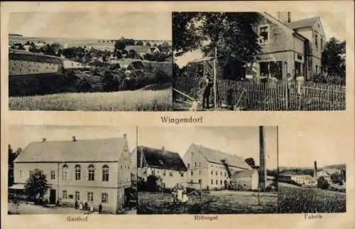 Ak Wingendorf Oederan Sachsen, Gesamtansicht, Gasthof, Rittergut, Fabrik, Wohnhaus, Anwohner