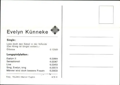 Ak Sängerin Evelyn Künneke, Portrait, Mikrofon, Lass doch den Säbel in der Scheide, Autogramm