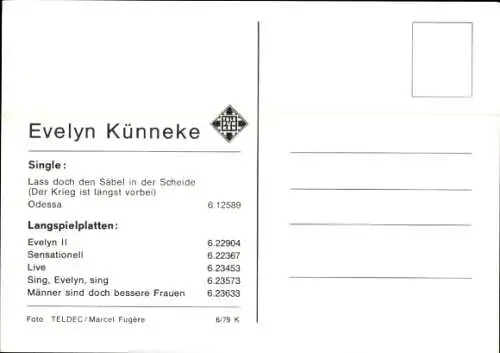 Ak Sängerin Evelyn Künneke, Portrait, Miktofon, Autogramm, Lass doch den Säbel in der Scheide