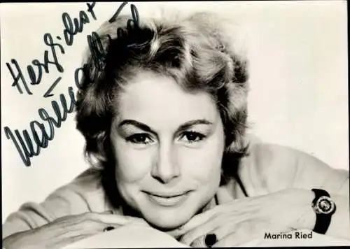 Ak Schauspielerin Marina Ried, Portrait, Autogramm, Armbanduhr