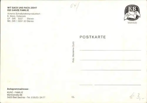 Ak Sänger Kurz-Familie, Portrait, Autogramm