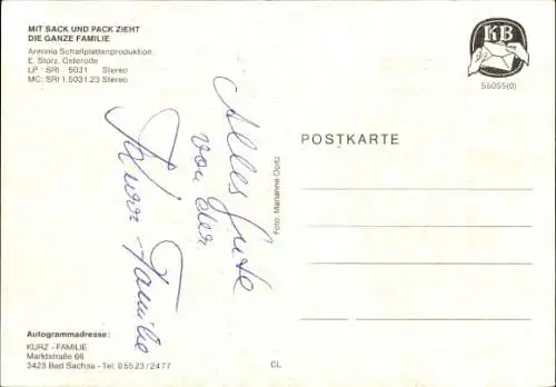 Ak Sänger Kurz-Familie, Portrait, Autogramm