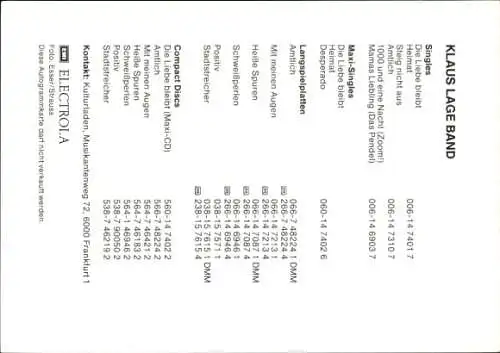 Ak Sänger Klaus Lage, Portrait, Autogramm