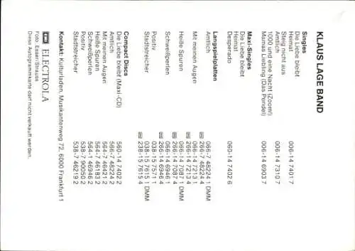 Ak Sänger Klaus Lage, Portrait, Autogramm