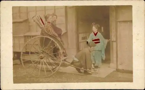 Foto Japan, Rikscha-Fahrer, Japaner in Volkstracht