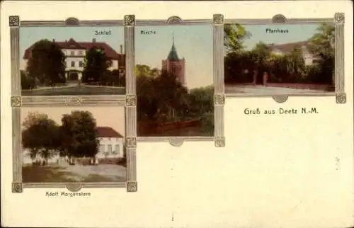 Ak Schönow Dziedzice Barlinek Deetz Pommern, Schloss, Pfarrhaus, Kirche, Adolf Morgenstern