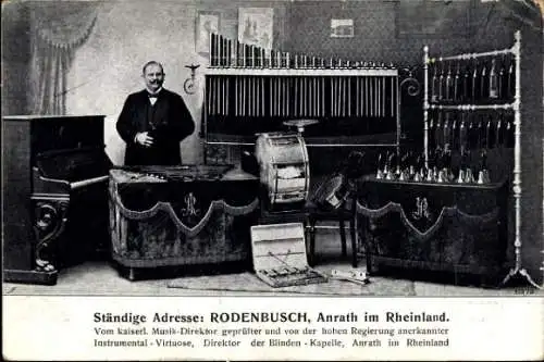 Ak Anrath Willich am Niederrhein, Rodenbusch, Direktor der Blindenkapelle, Musikinstrumente