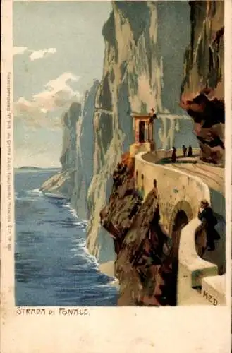 Künstler Ak Diemer, Zeno, Strada di Ponale, Gardasee