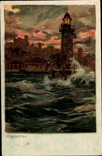 Künstler Litho Diemer, Zeno, Desenzano del Garda Lombardia, Hafen, Leuchtturm