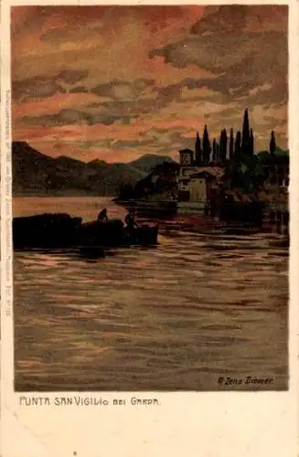 Künstler Litho Diemer, Zeno, Punta San Vigilio, Gardasee, in der Dämmerung