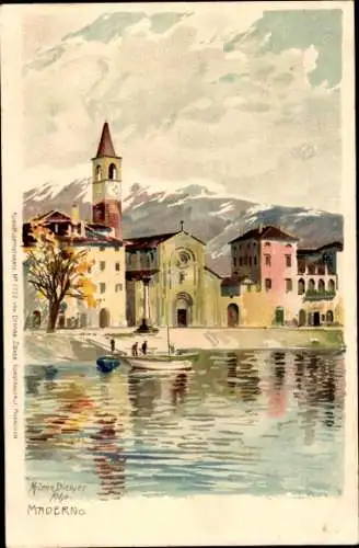 Künstler Ak Diemer, Zeno, Maderno Lago di Garda Lombardia, Teilansicht