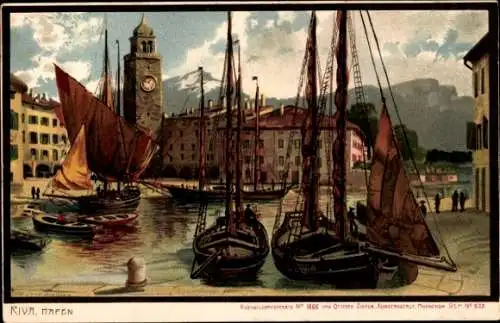 Künstler Litho Diemer, Zeno, Riva del Garda Trentino, Hafen, Boote, Turm