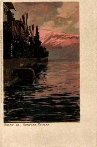 Künstler Litho Diemer, Zeno, Gardone Riviera Gardasee, Ufer am Abend