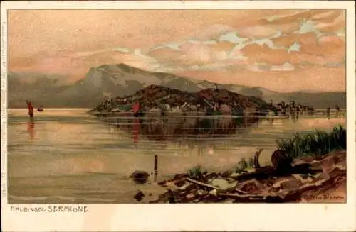 Künstler Litho Diemer, Zeno, Sirmione Lago di Garda Lombardia, Halbinsel Sermione, Dämmerung