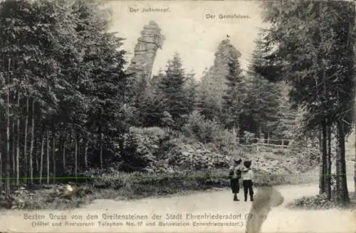 Ak Ehrenfriedersdorf im Erzgebirge, Greifenstein, Der Judenkopf, Der Gamsfelsen