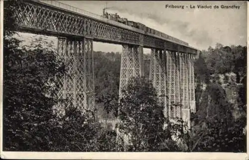 Ak Fribourg Freiburg Stadt Schweiz, Viadukt Grandfey