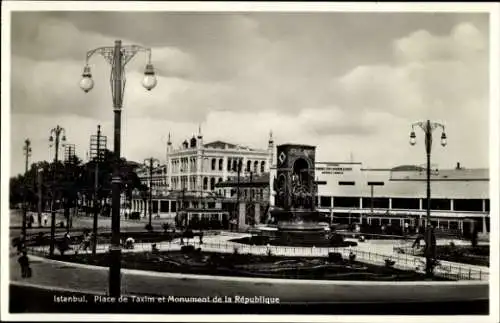 Ak Konstantinopel Istanbul Türkei, Place de Taxim et Monument de la République