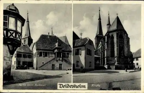 Ak Deidesheim in der Pfalz, Rathaus, Kirche