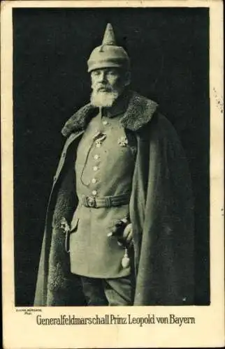 Ak Generalfeldmarschall Prinz Leopold von Bayern, Eisernes Kreuz, Pickelhaube