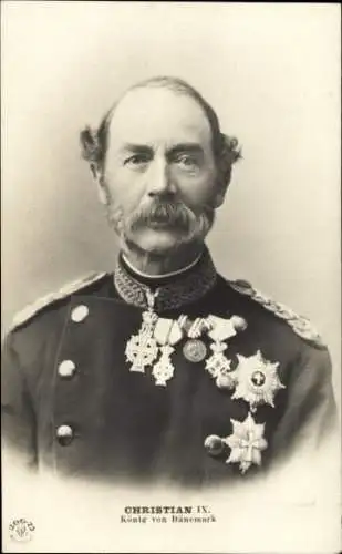 Ak König Christian IX. von Dänemark, Portrait, Orden