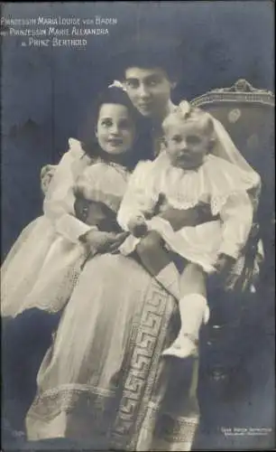 Ak Prinzessin Maria Louise von Baden, Prinzessin Marie Alexandra, Prinz Berthold