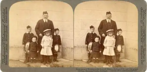 Stereo Foto Edward VII mit seinen Enkeln, Balmoral Castle