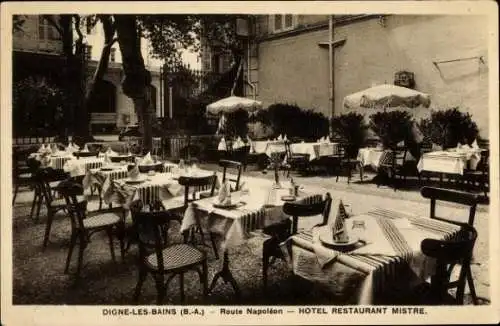 Ak Digne les Bains Alpes de Haute Provence, Route Napoléon, Hotel Restaurant Mistre