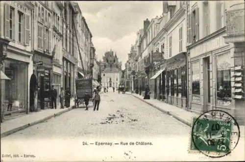 Ak Épernay Marne, Rue de Chalons