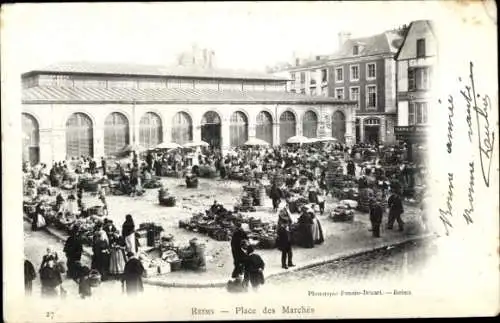 Ak Reims-Marne, Place des Marches