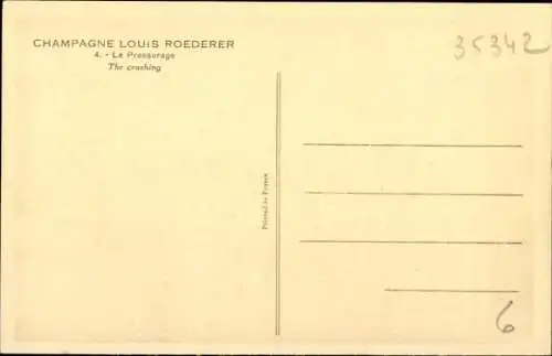 Ak Champagne Louis Roederer, Le Pressurage