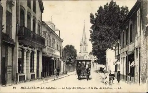 Ak Mourmelon le Grand Marne, Café des Officiers, Rue de Chalons