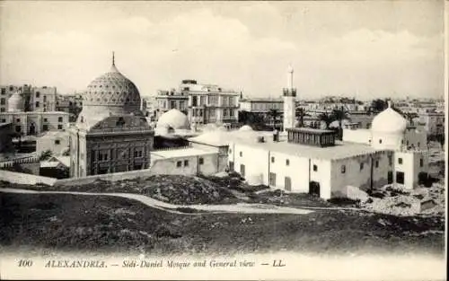 Ak Alexandria Ägypten, Sidi-Daniel-Moschee und Gesamtansicht