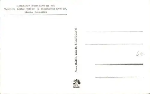 Ak Lienz in Tirol, Karlsbaderhütte, Teplitzer Spitze, Simonskopf