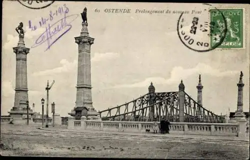 Ak Oostende Ostende Westflandern, Prolongement du nouveau Pont