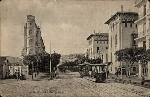 Ak Algier Algier Algerien, La Rue Michelet, Straßenbahn